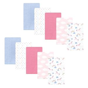 imageHudson Baby Unisex Baby Cotton Flannel Burp Cloths Pink Rose One SizeUnicorns Rainbows 10 Pack