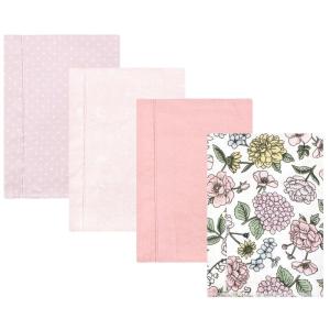 imageHudson Baby Unisex Baby Cotton Flannel Burp Cloths Pink Rose One SizeVintage Blossom 4 Pack