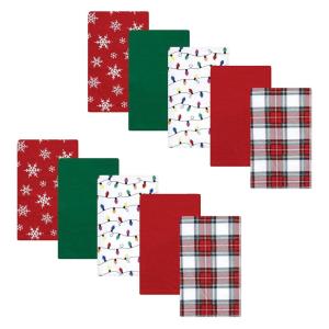 imageHudson Baby Unisex Baby Cotton Flannel Burp Cloths Pink Rose One SizeWhite Tartan