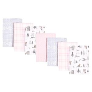 imageHudson Baby Unisex Baby Cotton Flannel Burp Cloths Pink Rose One SizeWinter Forest
