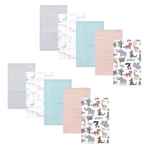 imageHudson Baby Unisex Baby Cotton Flannel Burp Cloths Pink Rose One SizeZoo Animals