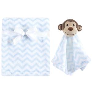 imageHudson Baby Unisex Baby Plush Blanket with Security Blanket Neutral Elephant One SizeBlue