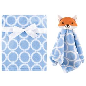 imageHudson Baby Unisex Baby Plush Blanket with Security Blanket Neutral Elephant One SizeBlue Fox