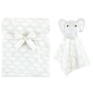 imageHudson Baby Unisex Baby Plush Blanket with Security Blanket Neutral Elephant One SizeElephant Cloud