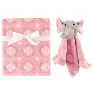 imageHudson Baby Unisex Baby Plush Blanket with Security Blanket Neutral Elephant One SizeGirl Elephant