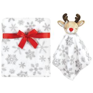 imageHudson Baby Unisex Baby Plush Blanket with Security Blanket Neutral Elephant One SizeGirl Rudolph