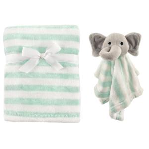 imageHudson Baby Unisex Baby Plush Blanket with Security Blanket Neutral Elephant One SizeGray Elephant