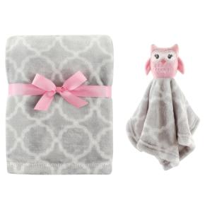 imageHudson Baby Unisex Baby Plush Blanket with Security Blanket Neutral Elephant One SizeGray Owl