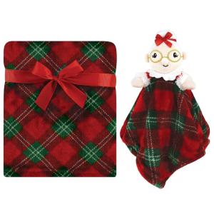 imageHudson Baby Unisex Baby Plush Blanket with Security Blanket Neutral Elephant One SizeMrs Claus