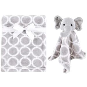 imageHudson Baby Unisex Baby Plush Blanket with Security Blanket Neutral Elephant One SizeNeutral Elephant