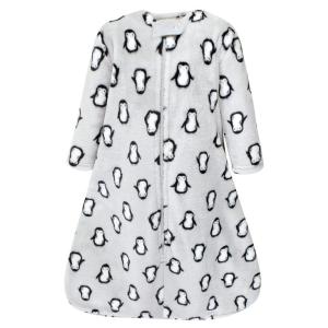 imageHudson Baby Unisex Baby Plush Sleeping Bag Sack Blanket Boy Farm Animals 612 MonthsLongsleeve Gray Penguin