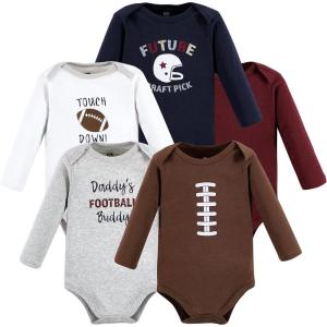 imageHudson Baby babygirls Cotton Longsleeve Bodysuits 5packBrown Football Buddy