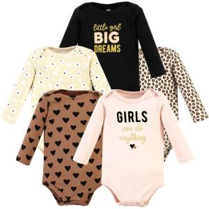 imageHudson Baby babygirls Cotton Longsleeve Bodysuits 5packCinnamon Hearts
