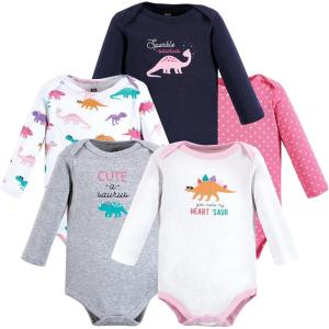 imageHudson Baby babygirls Cotton Longsleeve Bodysuits 5packCuteasaurus