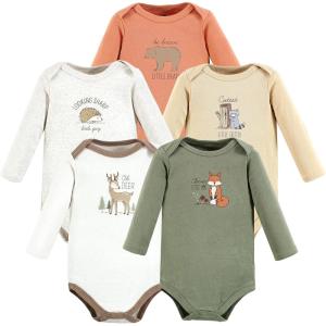 imageHudson Baby babygirls Cotton Longsleeve Bodysuits 5packForest Deer