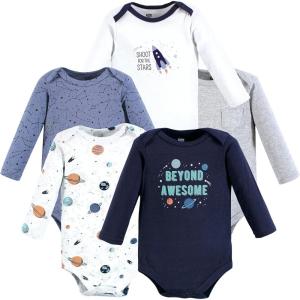 imageHudson Baby babygirls Cotton Longsleeve Bodysuits 5packSpace