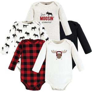 imageHudson Baby babygirls Cotton Longsleeve Bodysuits 5packWinter Moose