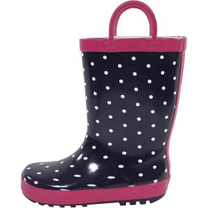 imageHudson Baby Unisex Baby Rain BootsNavy Dots Pink