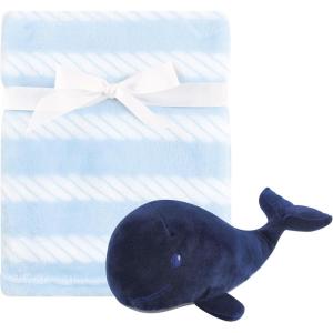 imageHudson Baby Unisex Baby Plush Blanket with Toy Pink Cloud One SizeBlue Whale