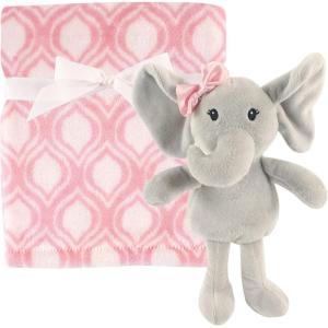 imageHudson Baby Unisex Baby Plush Blanket with Toy Pink Cloud One SizeElephant