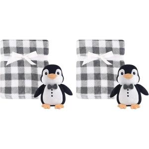 imageHudson Baby Unisex Baby Plush Blanket with Toy Pink Cloud One SizeMr Penguin