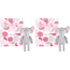 imageHudson Baby Unisex Baby Plush Blanket with Toy Pink Cloud One SizePaisley Elephant