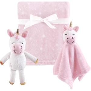 imageHudson Baby Unisex Baby Plush Blanket with Toy Pink Cloud One SizePink Unicorn Security Blanket