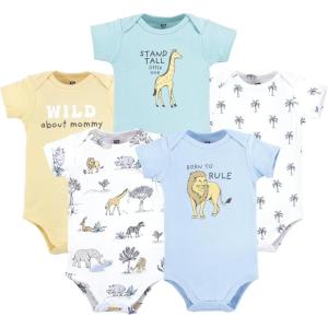 imageHudson Baby Unisex Baby Cotton Bodysuits 5packBoy Safari World
