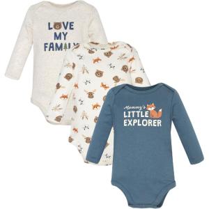 imageHudson Baby Unisex Baby Cotton LongSleeve Bodysuits 3PackCute Woodland