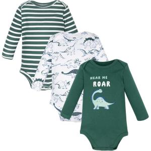 imageHudson Baby Unisex Baby Cotton LongSleeve Bodysuits 3PackHear Me Roar Dino