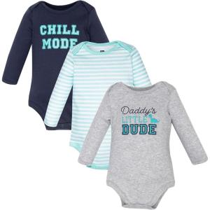 imageHudson Baby Unisex Baby Cotton LongSleeve Bodysuits 3PackLittle Dude Dino