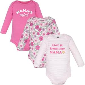 imageHudson Baby Unisex Baby Cotton LongSleeve Bodysuits 3PackMama Floral