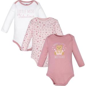 imageHudson Baby Unisex Baby Cotton LongSleeve Bodysuits 3PackSweetheart Teddy