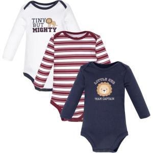 imageHudson Baby Unisex Baby Cotton LongSleeve Bodysuits 3PackVarsity Lion Cub