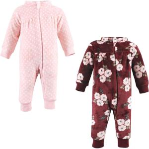 imageHudson Baby Unisex Baby Fleece Jumpsuits Coveralls and PlaysuitsBurgundy Floral