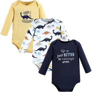 imageHudson Baby babyboys Cotton Longsleeve Bodysuits 3packHugasaurus