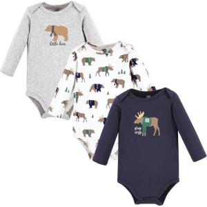 imageHudson Baby babyboys Cotton Longsleeve Bodysuits 3packMoose Bear Sweater