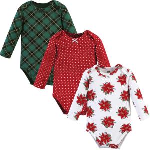 imageHudson Baby babyboys Cotton Longsleeve Bodysuits 3packPoinsettia