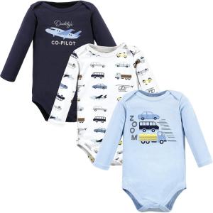 imageHudson Baby babyboys Cotton Longsleeve Bodysuits 3packVehicles