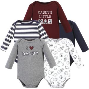 imageHudson Baby babyboys Cotton Longsleeve Bodysuits 5packBoy Daddy