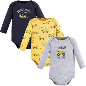 imageHudson Baby babygirls Cotton Longsleeve Bodysuits 3packConstruction