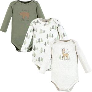 imageHudson Baby babygirls Cotton Longsleeve Bodysuits 3packForest Deer