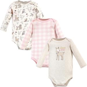 imageHudson Baby babygirls Cotton Longsleeve Bodysuits 3packPink Enchanted Forest