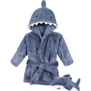 image:imageHudson Baby unisexbaby Plush Bathrobe and Toy SetBlue Shark