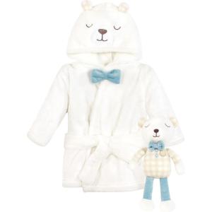 image:imageHudson Baby unisexbaby Plush Bathrobe and Toy SetGingham Bear Boy