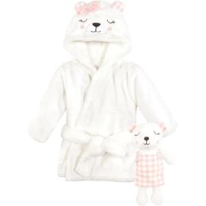 image:imageHudson Baby unisexbaby Plush Bathrobe and Toy SetGingham Bear Girl