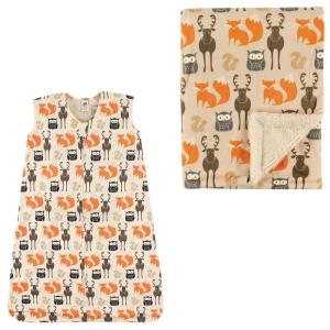 image:imageHudson Baby Plush Blanket amp Wearable Jersey Cotton Sleeping BagForest