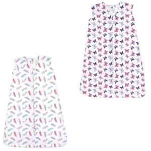image:imageHudson Baby Unisex Baby Cotton Sleeveless Wearable Sleeping Bag Sack Blanket Fairytale Princess 06 MonthsFeathers Butterflies 2pack