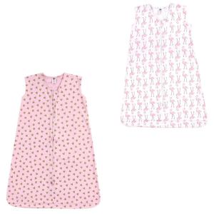image:imageHudson Baby Unisex Baby Cotton Sleeveless Wearable Sleeping Bag Sack Blanket Fairytale Princess 06 MonthsGold Hearts and Flamingo 2pack