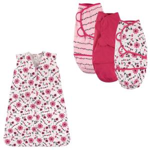 image:imageHudson Baby Wearable Sleeping Bag amp Swaddle Wrap 3Pack Jersey CottonBotanical